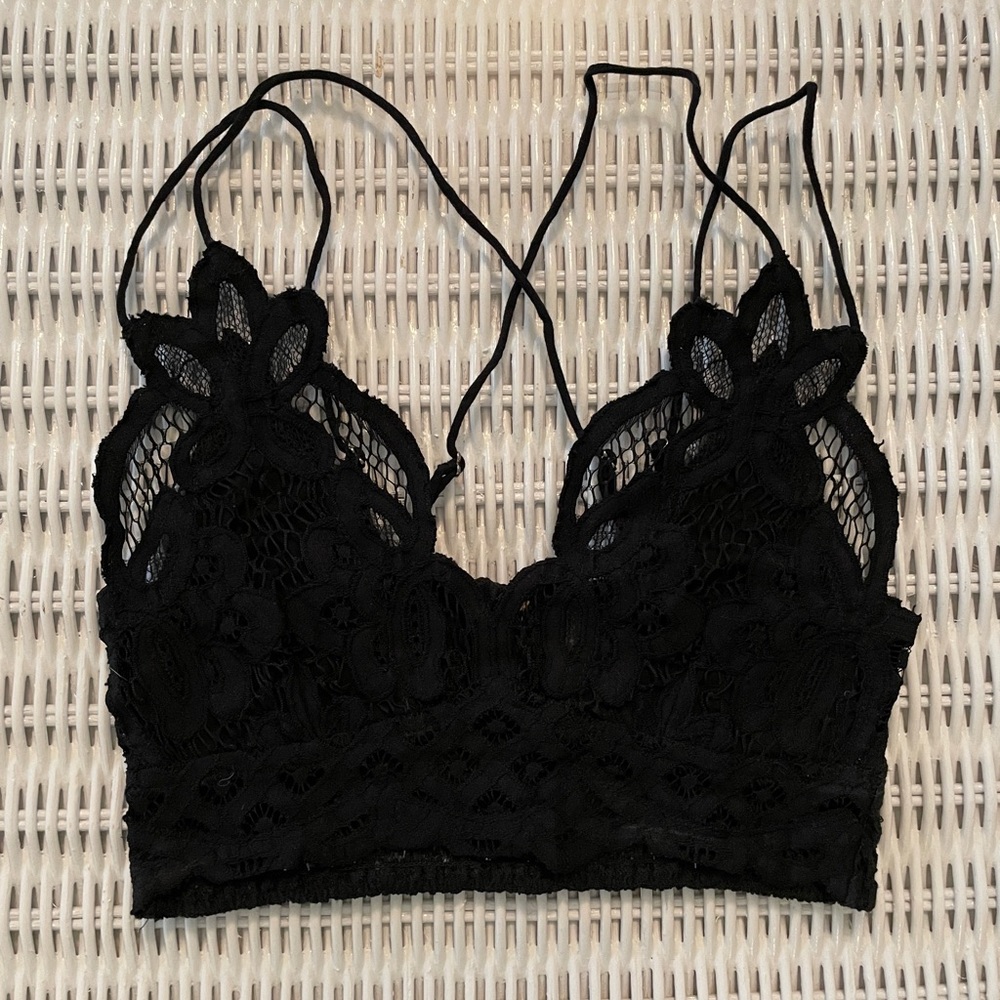 Free People Adella Bralette XS (Black)
